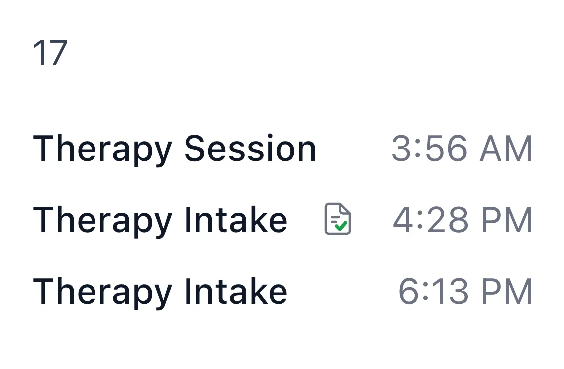 Screenshot of See Which Sessions Have Notes Linked on the Calendar