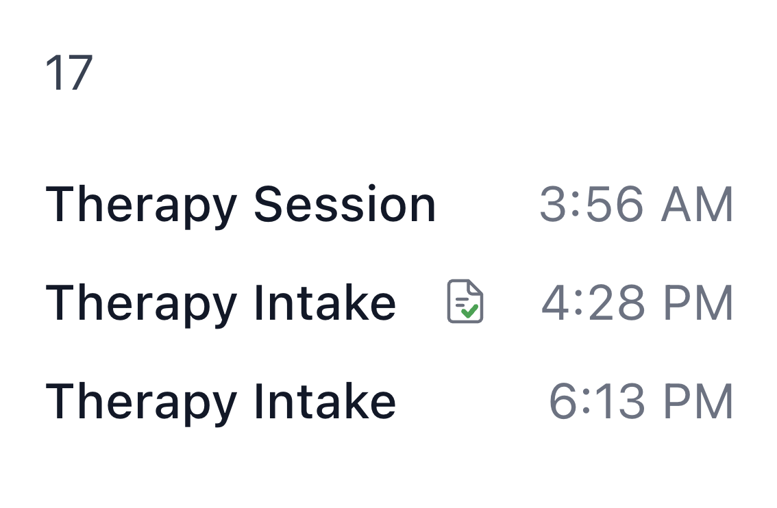 Screenshot of See Which Sessions Have Notes Linked on the Calendar