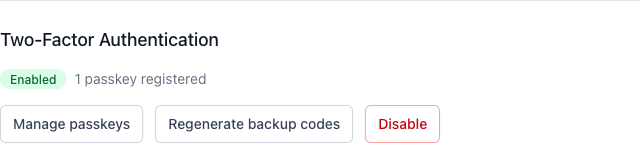 Two-factor enabled profile section