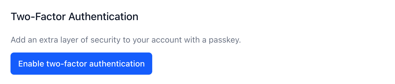 Two-factor section before setup