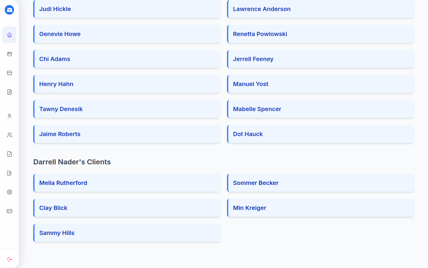 Supervisee clients dashboard