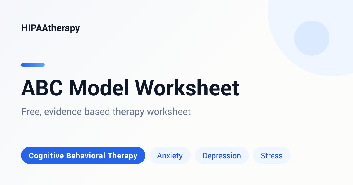 ABC Model Worksheet | Free Cognitive Behavioral Therapy Worksheet
