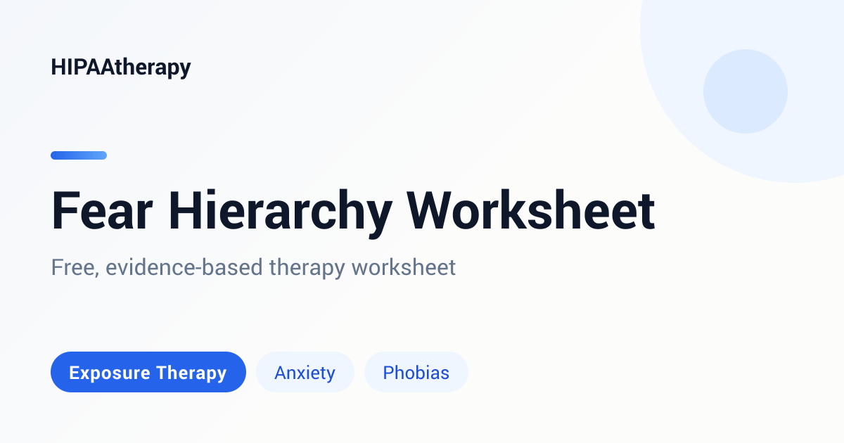 Hierarchy Worksheet.pdf Fear Hierarchy Worksheet | Free Exposure Therapy PDF