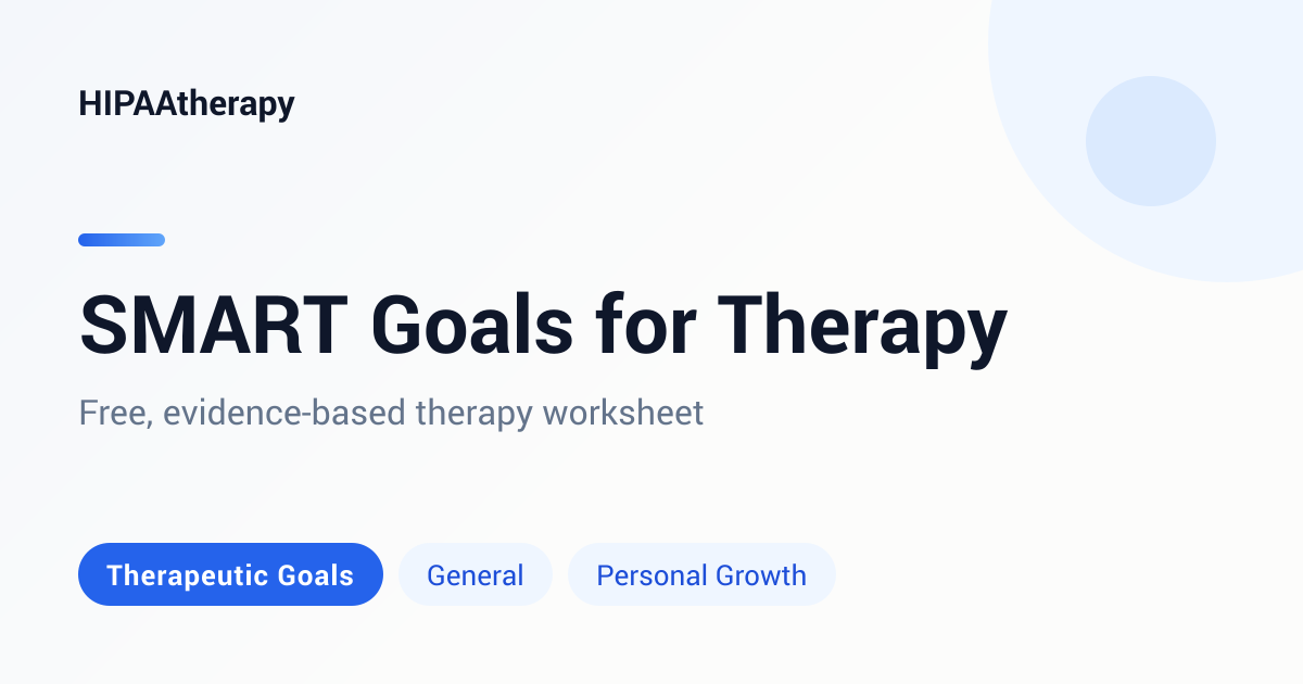 SMART Goals Worksheet for Therapy (Free PDF)